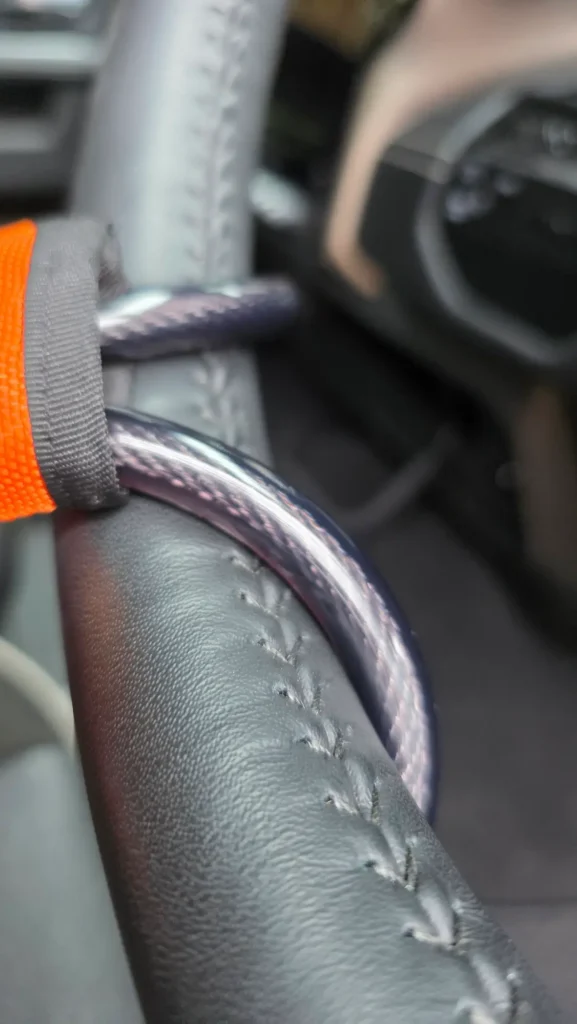 steering wheel lock Australia metal hook looped through Ram 2500 steering wheel