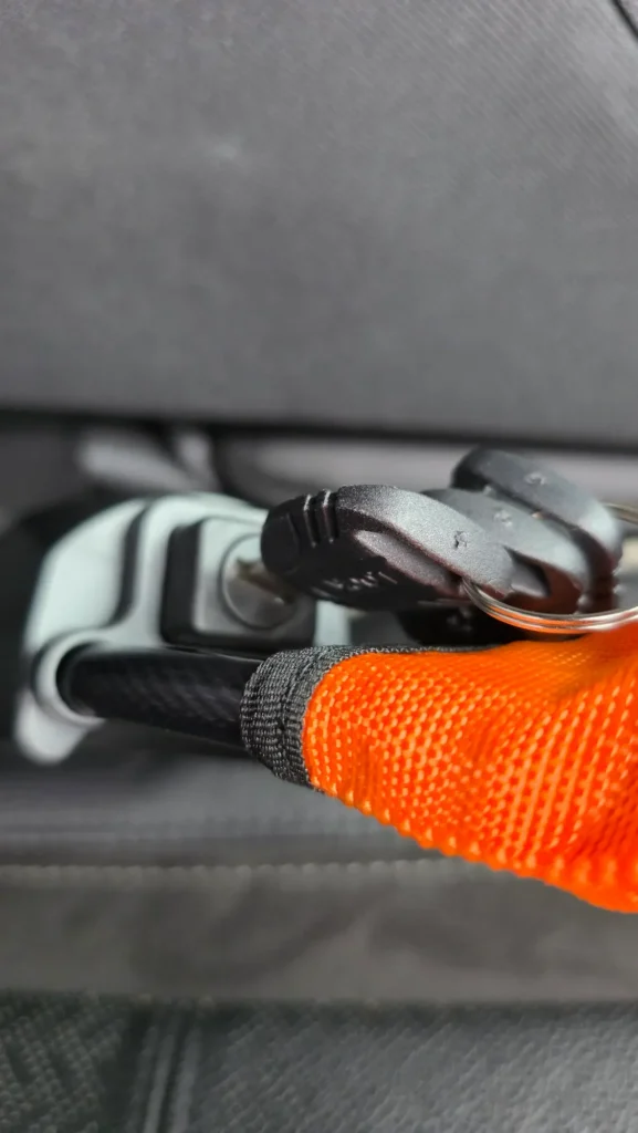 steering wheel lock Australia key inserted into ZJMCAJY lock mechanism Ram 2500